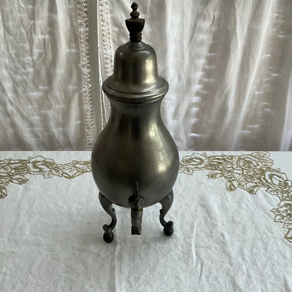 Vintage CK Kurz Tiel Handgemaakt Real Pewter Coffee Tea Urn Samovar 15
